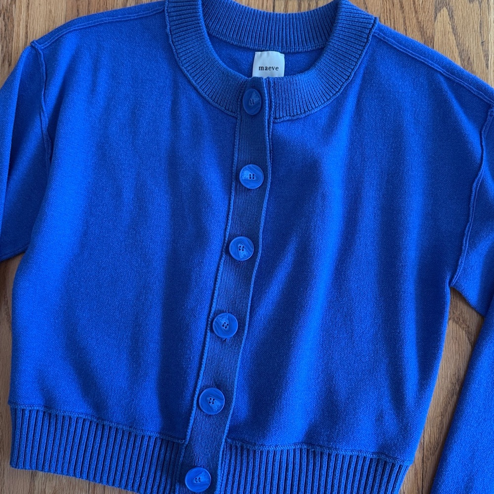 Maeve Royal Blue Knit Cardigan Sweater - Picture 3 of 4